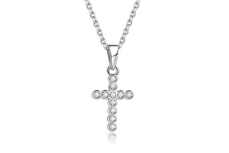 terrific itsy-bitsy cz cross silver baby necklace